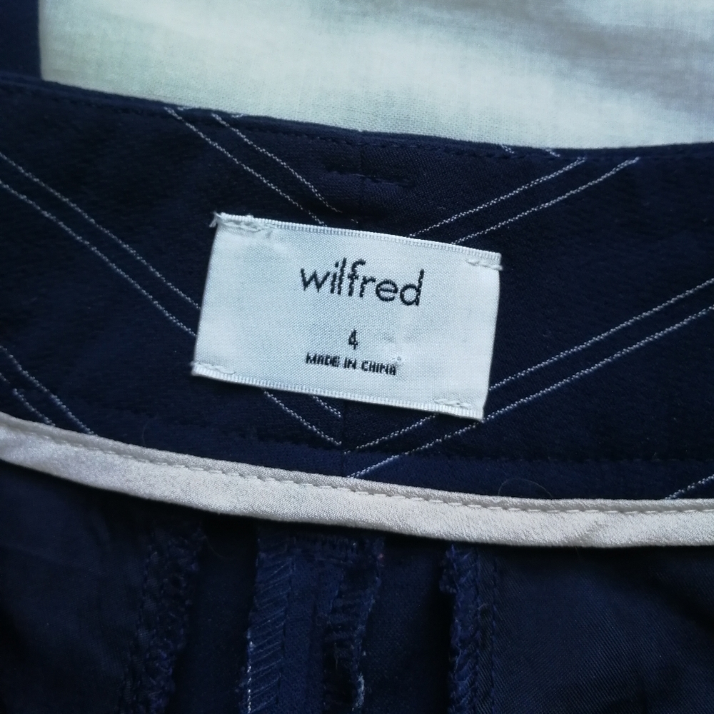 WILFRED Blue White Stripe Tie Front Jallade Work Pants Size 4 Aritzia NO TIE - Picture 4 of 9